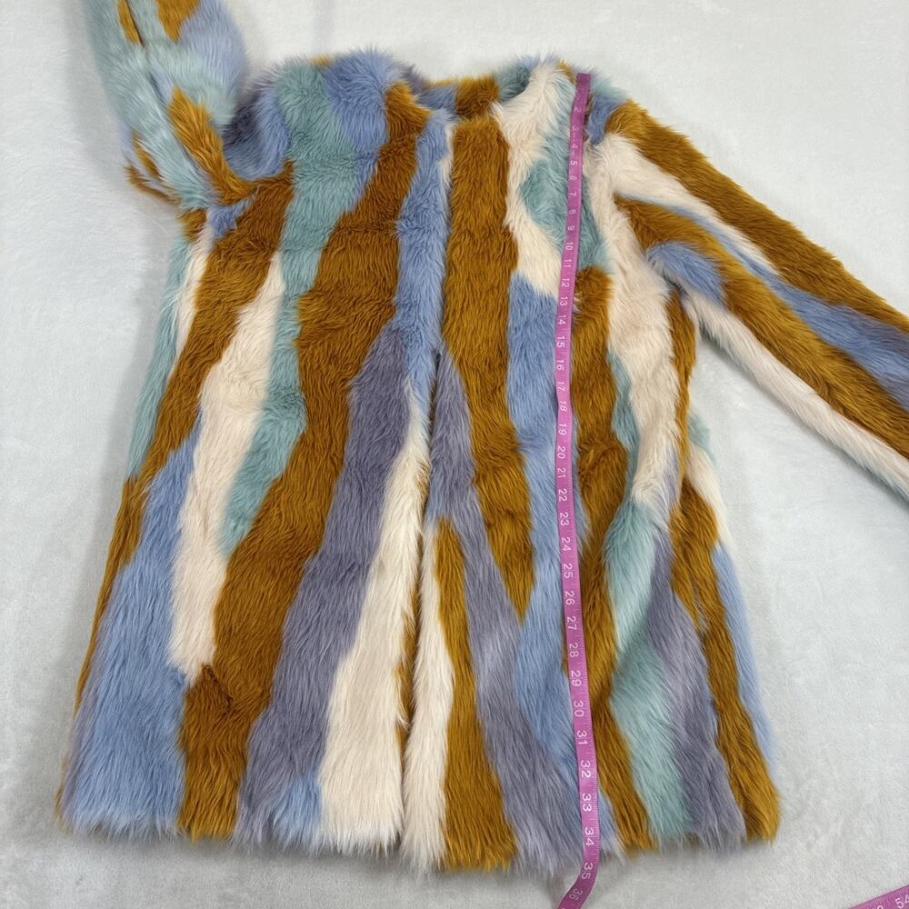 Forever 21 BarbieCore Trippy Faux Fur Rainbow Colorful Festival Rave Jacket Lg - Picture 14 of 14